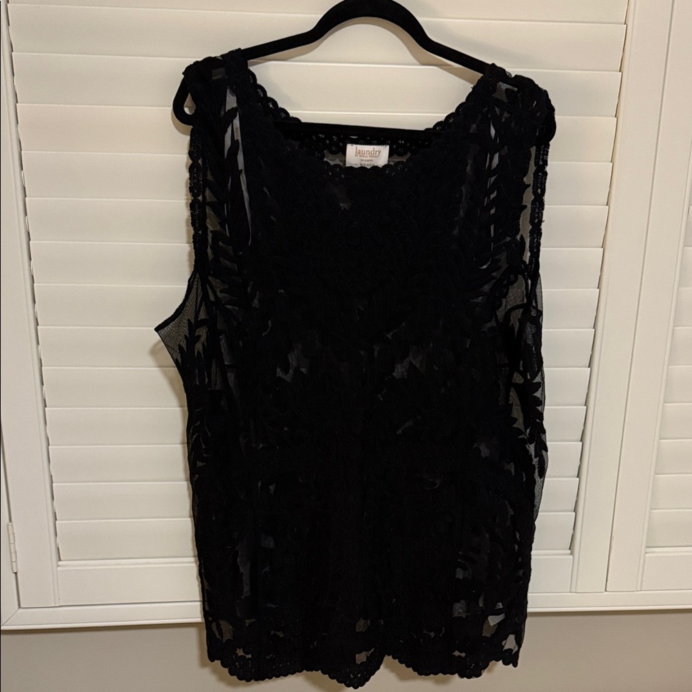 Laundry By Shelli Segal Black Lace Top